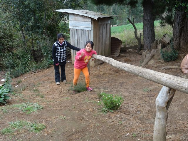 Otra barra permite a las chicas llegar a la fosa séptica.