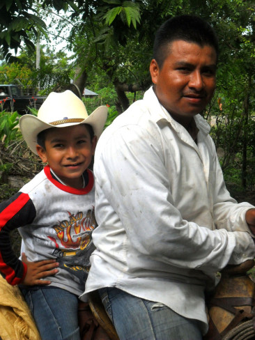 Werner Obeniel on muleback with his young nephew.