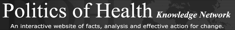 The web banner of the Politics of Health website.
