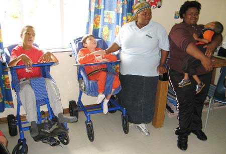 Frances (center) in the Worchester APD Rehab Center