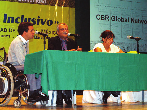 Dr. Chapal Khasnabis (center), now the lead advocate of CBR at WHO, has stressed the improtance of a Human Rights approach that promotes Inclusive Development for All at the Community Level. He advocates a more flexible approach, adapted to the needs and possibilities of each community.