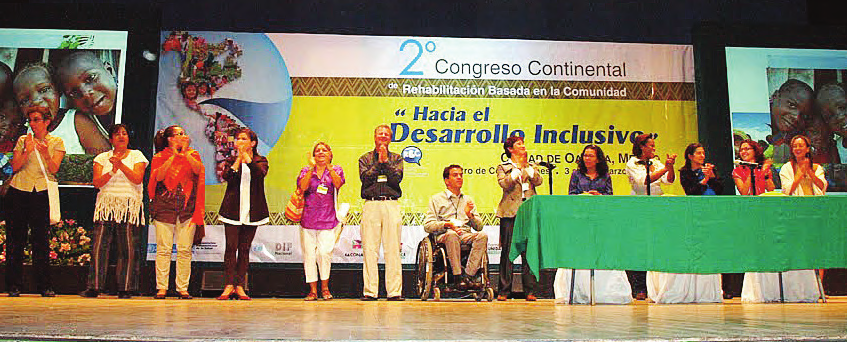 Of the 16 countries that participated in the Continental Congress on CBR, Colombia had by far the largest number of programs represented. In the closing ceremony the contingent from Colombia gave a rousing salute on stage.