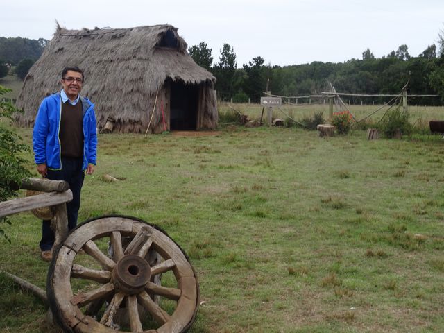 My invitation to Temuco was spearheaded by Eduardo Herrera Osorio, co-director of the School of Occupational Therapy at 'Universidad Mayor.' Here, on one of our field trips to visit Community Based Rehabilitation activities among the Mapuche tribal people, a traditional thatched hut, or ruca.