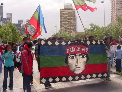 Mobilization of Mapuches in a town near Temuco.