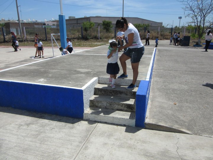 Going up and down steps without seeing isn’t easy.