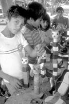 Children in the toy-making workshop.